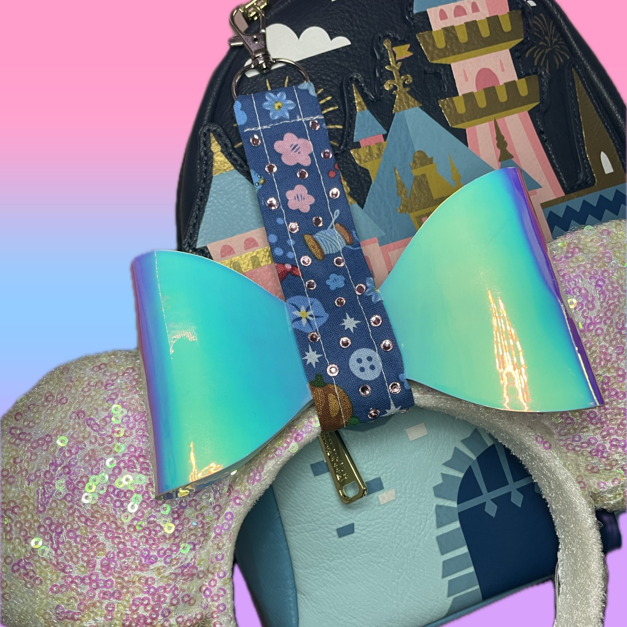 Rhinestoned Ear Holder Keychain