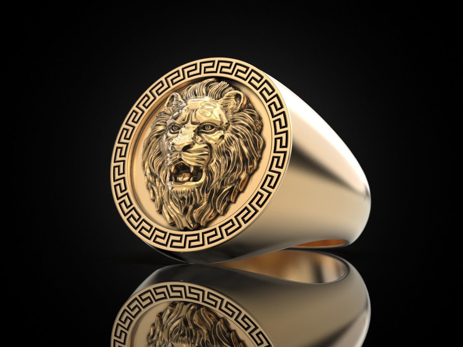 Gold Lion Head Ring | stickhealthcare.co.uk