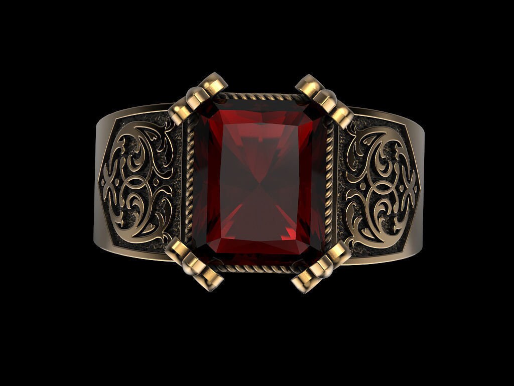 Gold Ring Fashion Stone Ring European Ring Unisex Etsy