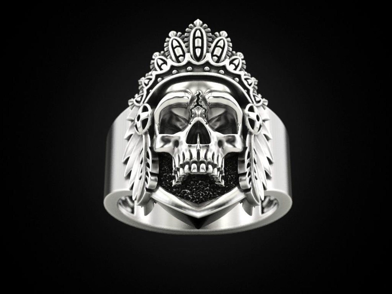 925 Silver Skull Ring Men Sekeloton Ring Halloween Etsy