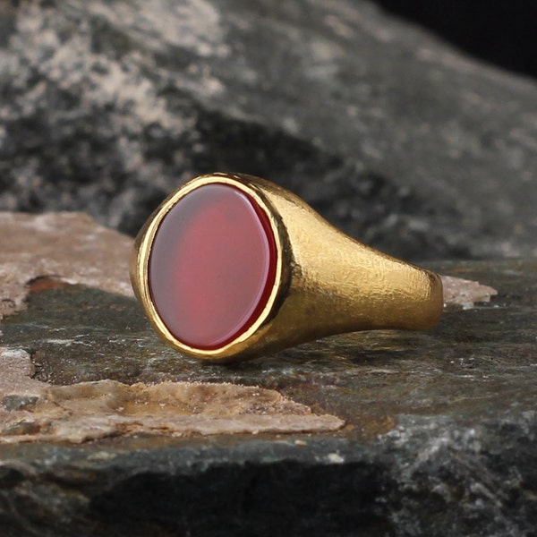 Red Stone Ring Etsy