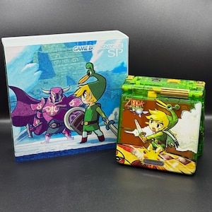 MINISH CAP Custom Gameboy Advance SP w/ Ips V5 Backlit Screen, Enhanced Audio, Usb-C Charging + Gift Box!