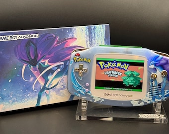 Custom CRYSTAL SUICUNE Gameboy Advance: Backlit IPS Screen, Enhanced Audio
