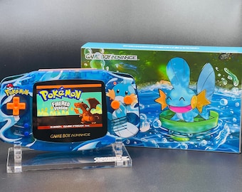Mudkip Custom Gameboy Advance w/ Backlit IPS v5 Laminated Screen + Enhanced Audio - Upgrades Available!