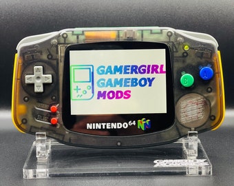 N64 FUNTASTIC THEMED Smoke Black Custom Gameboy Advance Mod w/ Backlit GBA Mod, Enhanced Audio + Upgrades Available!!