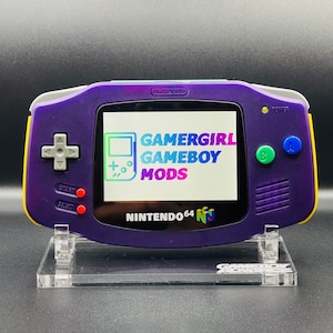 N64 FUNTASTIC THEMED Grape Purple Custom Gameboy Advance Mod w/ Backlit GBA Mod, Enhanced Audio + Upgrades Available!!
