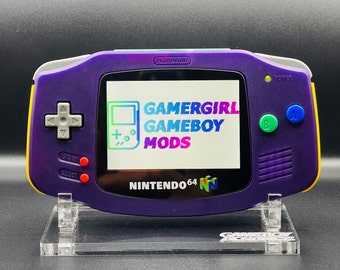 N64 FUNTASTIC THEMED Grape Purple Custom Gameboy Advance Mod w/ Backlit GBA Mod, Enhanced Audio + Upgrades Available!!