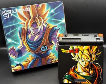 Gameboy Advance SP personalizada de Dragon Ball Z con pantalla IPS v5 retroiluminada y carga USB-C.