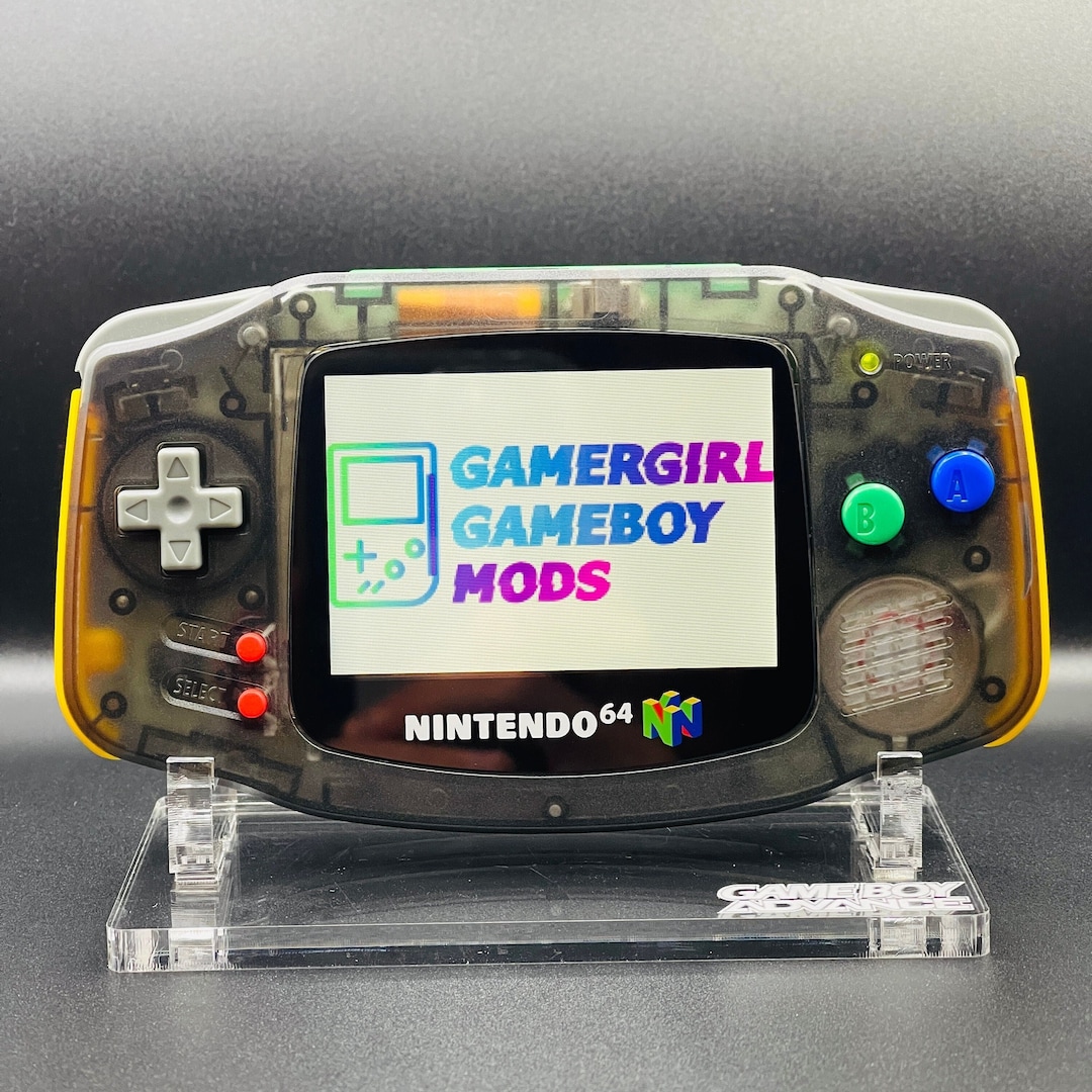 N64 FUNTASTIC Themed Smoke Black Custom Gameboy Advance W/ GBA IPS ...
