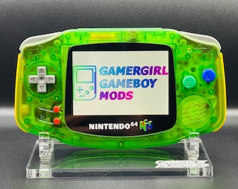 N64 FUNTASTIC THEMED Jungle Green Custom Gameboy Advance Mod w/ Backlit GBA Mod, Enhanced Audio + Upgrades Available!!