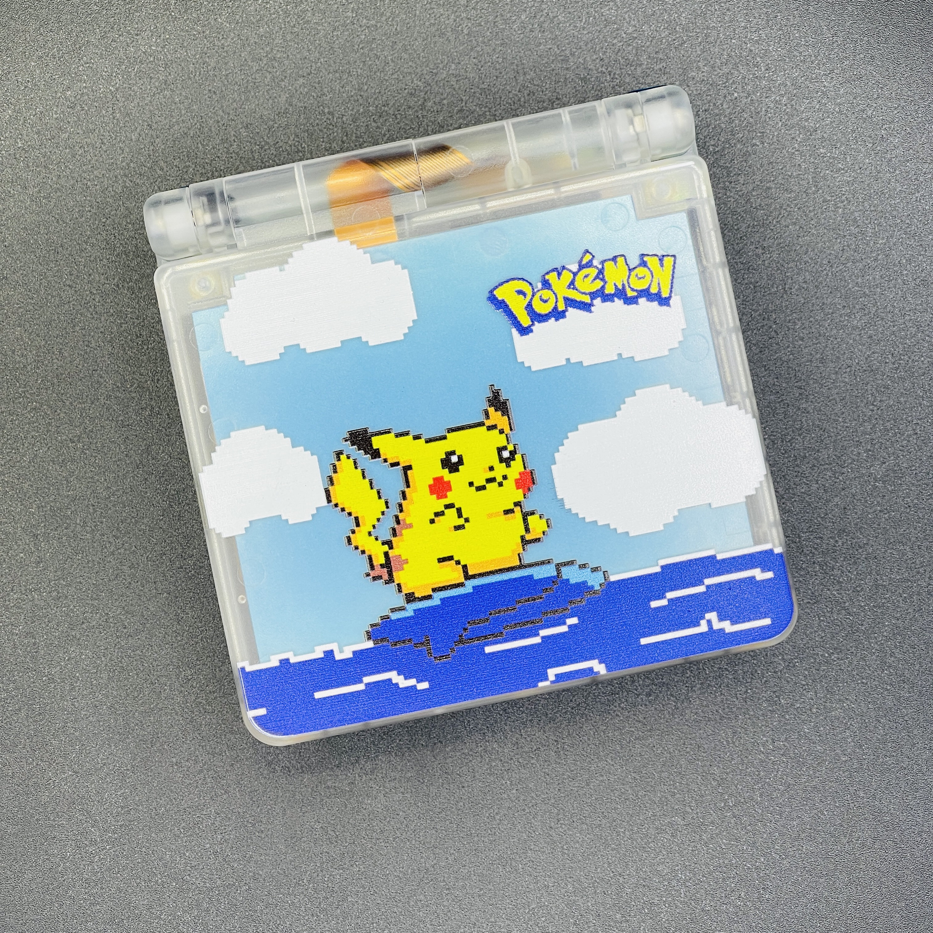 Pikachu Gameboy Color Rear Sticker Surfing Pikachu Edition | Gameboy Advance SP 2026 IPS V5 | Modded Gba ...
