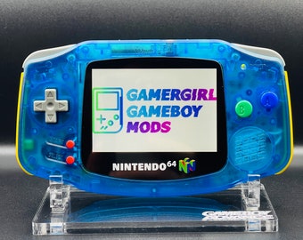 N64 FUNTASTIC THEMED Atomic Blue Custom Gameboy Advance Mod w/ Backlit GBA Mod, Enhanced Audio + Upgrades Available!!