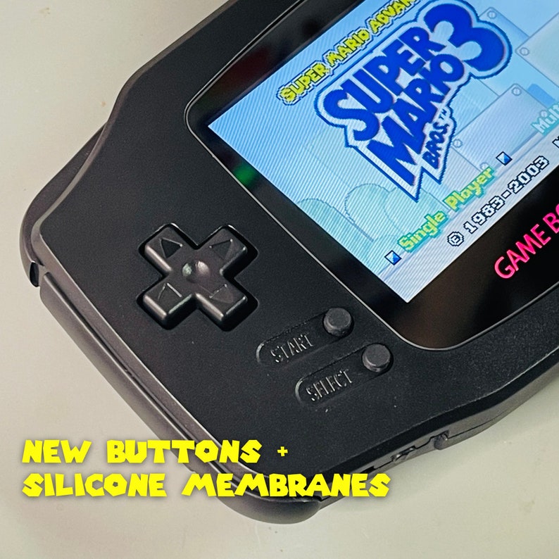 Gameboy Advanced Back BLACKOUT Custom Gameboy Advance W/ GBA Backlit IPS Screen, Enhanced ...