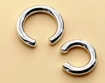 Silver Septum, Solid 925 Sterling Silver Septum Ring, Tribal Ring, Nose Piercing, Tribal Jewelry, Size: 18g to 15MM & Customize  Available
