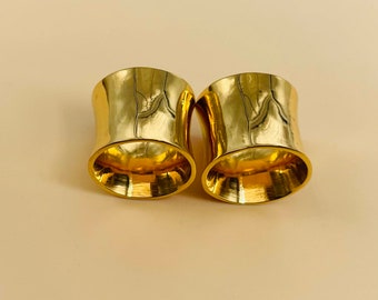 Pair of Gold Filled 925 Sterling silver Tunnels Plugs, Double Flare,Higher Quality Finished handmade,SIZE :- 12g (2MM) to  Customize