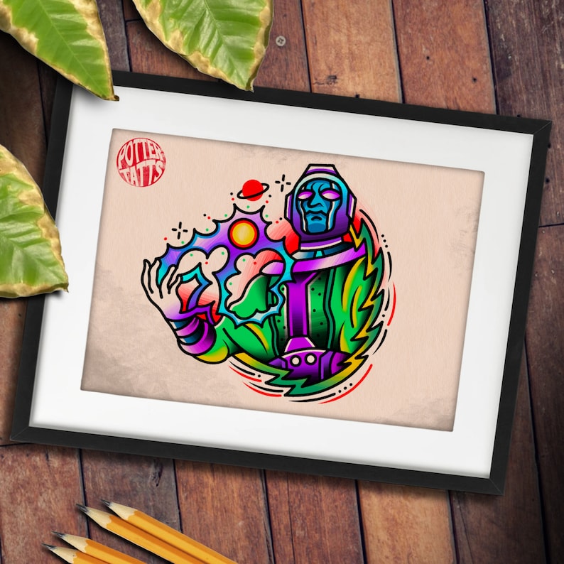 Kang the Conqueror MCU Villain Traditional Tattoo Flash Etsy