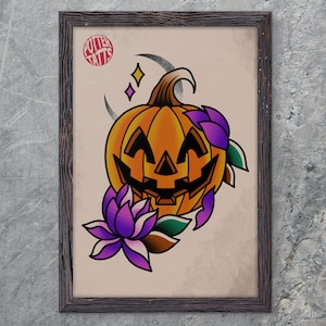 Traditional Pumpkin - Old School Traditional Tattoo Flash Print