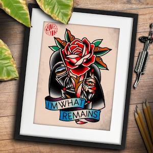 I'm What Remains.. - Vader Head Split Traditional Tattoo Flash Art Print