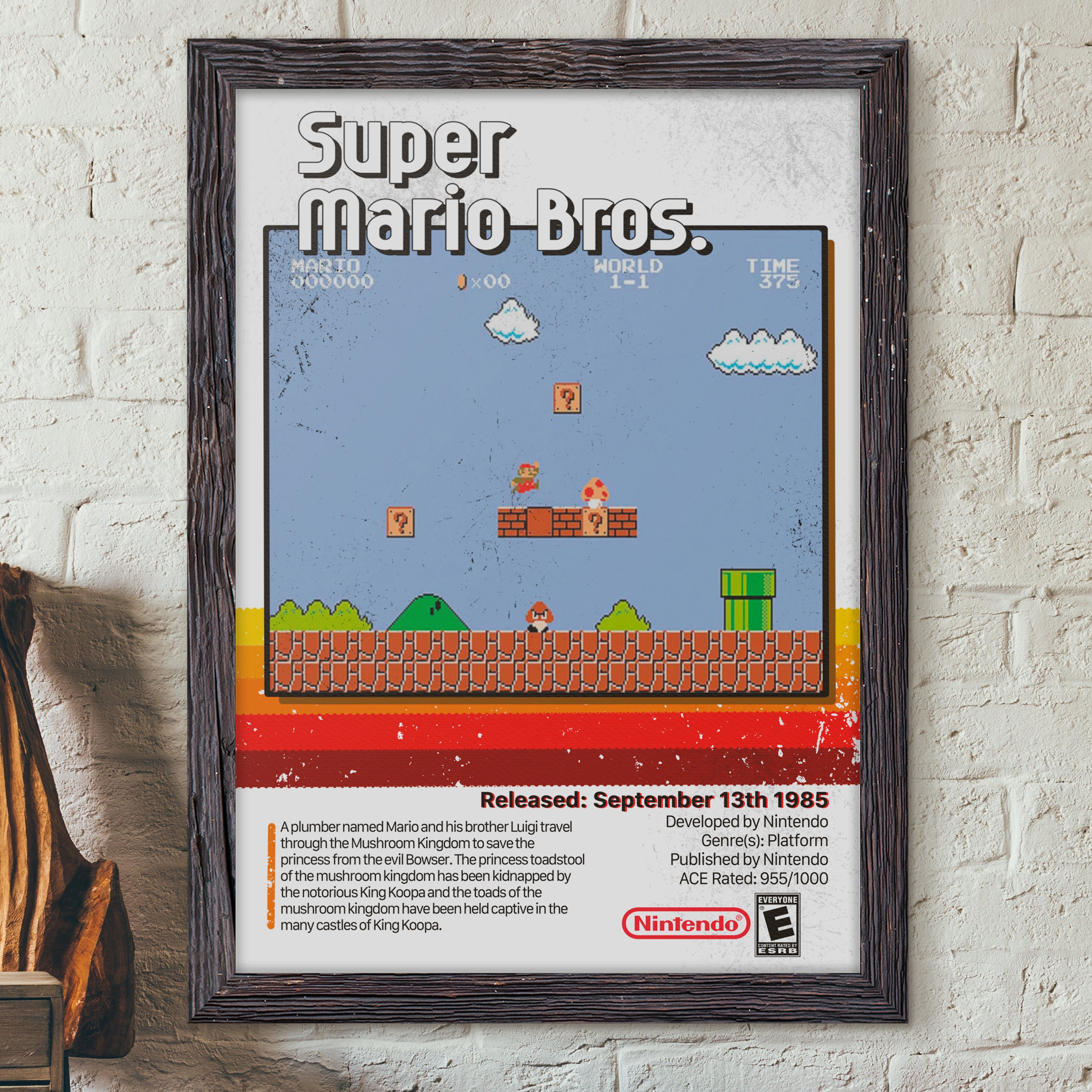 Super Mario Bros. Póster de videojuego de estilo retro - Etsy México