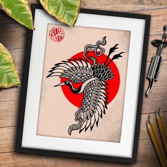 Japanese Crane Bird Tattoo