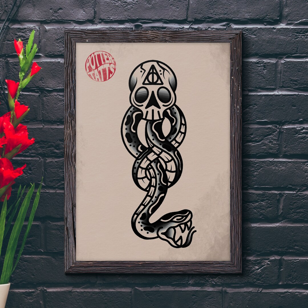 Harry Potter the Dark Mark Traditional Tattoo Flash Print - Etsy