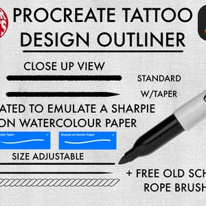 Procreate Tattoo Sharpie Brush - Old School Tattoo Outlining Brush + FREE Old School Rope Brush