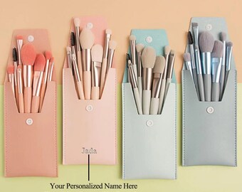 8Pcs Makeup Brushes Set With Blush Foundation Eyeshadow Lip Eyelash Brushes & Make up Bag Mini Travel Makeup Tools Gift For Girls Women