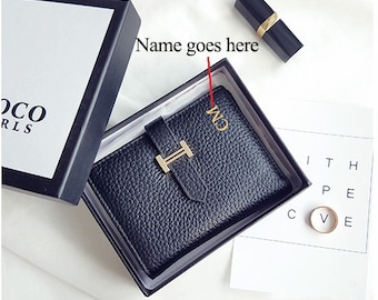 Personalisierte Geldbörsen Brieftaschen Münze Taschen Beutel Mini Geldbörsen Kartenhalter aus echtem Leder Personalisierte Name Geburtstag Xmax Geschenke mit Geschenkbox