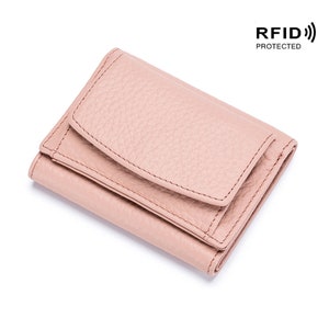 Personalized Coin Bags Pouches Mini Purses Card Holders Genuine Leather Personalized Name Birthday Gifts For Women and Men Pink