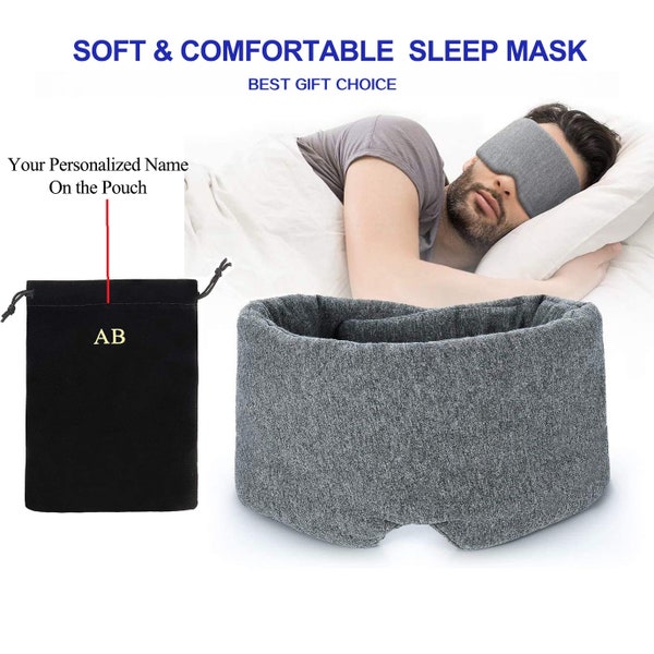 Handmade Cotton Sleep Mask, Light Blocking Sleeping Eye Mask, Soft Comfortable Blindfold Airplane with Pouch for Nap Sleeping Travel Gift