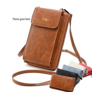 Personalized Crossbody Mobile Phone Bag Small Handbags Long Strap Shoulder Bags Wallet Purses Gifts For Women Girl Mother's Day Name Print