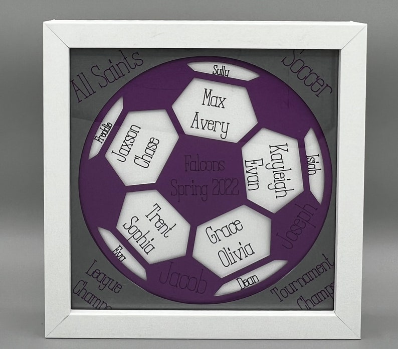 Soccer 3D Framed Shadow Box, Handmade Gift, Multiple Colors, Custom Etsy