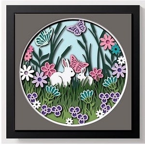 Spring /Easter Bunny Framed 3D Shadow Box, Handmade Gift, Multiple Colors, Custom