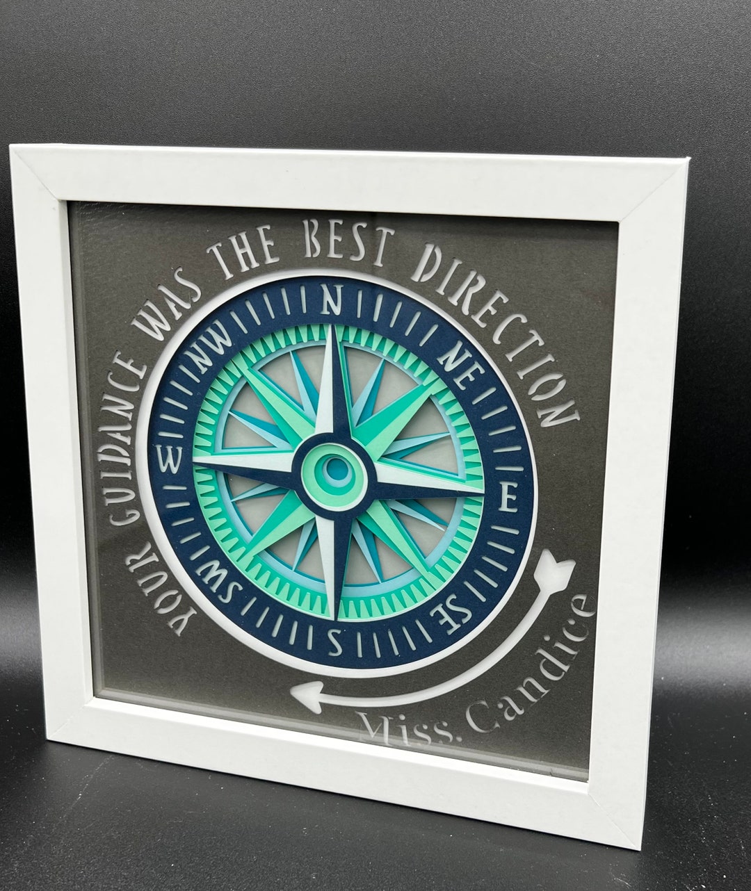 Guidance Compass Framed 3D Shadow Box, Handmade Gift, Multiple Colors ...