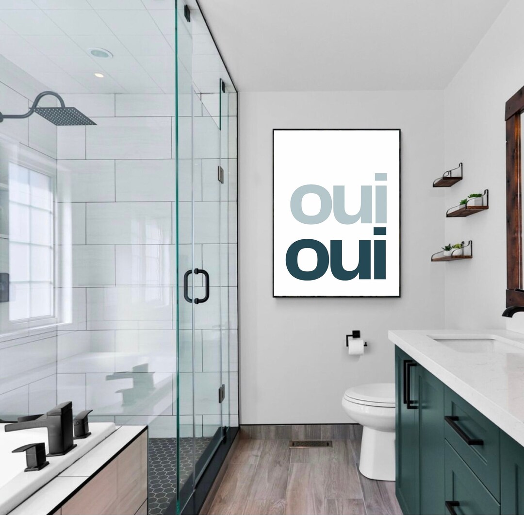 Oui Oui Print Bathroom Toilet Wall Art Toilet Prints French Quote Art ...