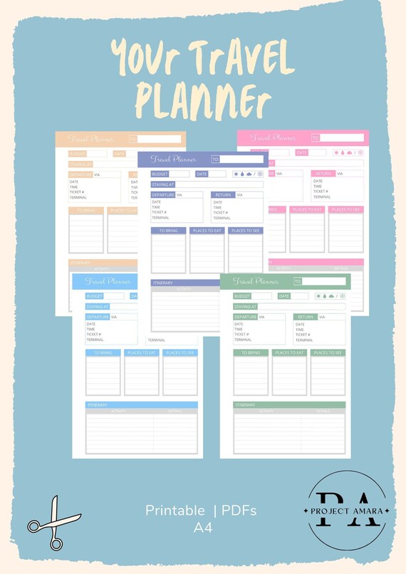 Printable Travel Planner Printable Trip Planner Your - Etsy