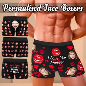 Personalized Boxer Briefs with Face, Custom Anniversary Gift for Boyfriend Husband Dad,Face on Socks, Gift for Him Boyfriend