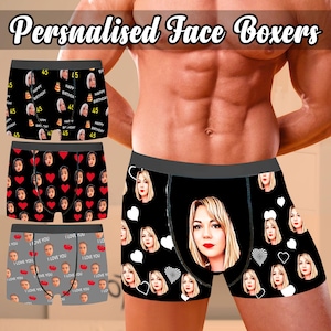 Roupa íntima personalizada para homens, boxers personalizados com foto, presente com foto personalizado para namorado/marido, presente de aniversário/aniversário para ele