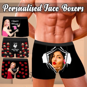 Roupa íntima personalizada para homens, boxers personalizados com imagem, roupa íntima com foto, boxers personalizados, boxers de rosto, presente de aniversário para namorado