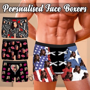 Boxers personalizados para marido, Boxers personalizados com foto, Roupa íntima com foto, Presente de aniversário popular, Presente de namorado e marido