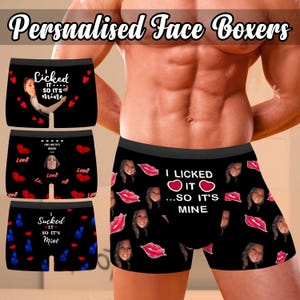 Roupa íntima personalizada para homens, roupa íntima personalizada para o rosto, roupa íntima com foto, presente de aniversário popular, presente engraçado para ele namorado
