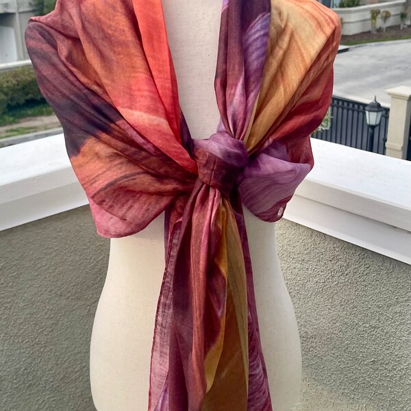 Silk Modal Organic Blend Designer Scarf Shawl Wrap Lightweight, Soft All Seasons Inspired by Gorgeous Antelope Canyon. Gift Boxed.