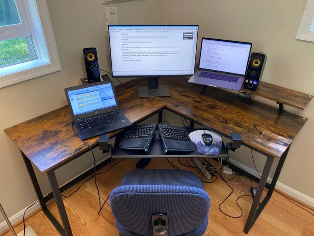 L Computer Large L Shape Computer Desk With Monitor Stand Rustic Corner - Etsy