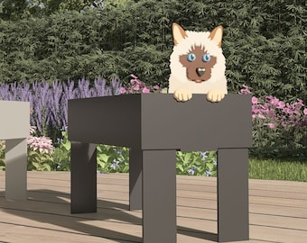 Birman Cat Pattern - Birman cat Planter - Wood Planter - Garden Ornament - Wood Pet - Wood Ornament - Laser Cutting - SVG, DXF, PDF