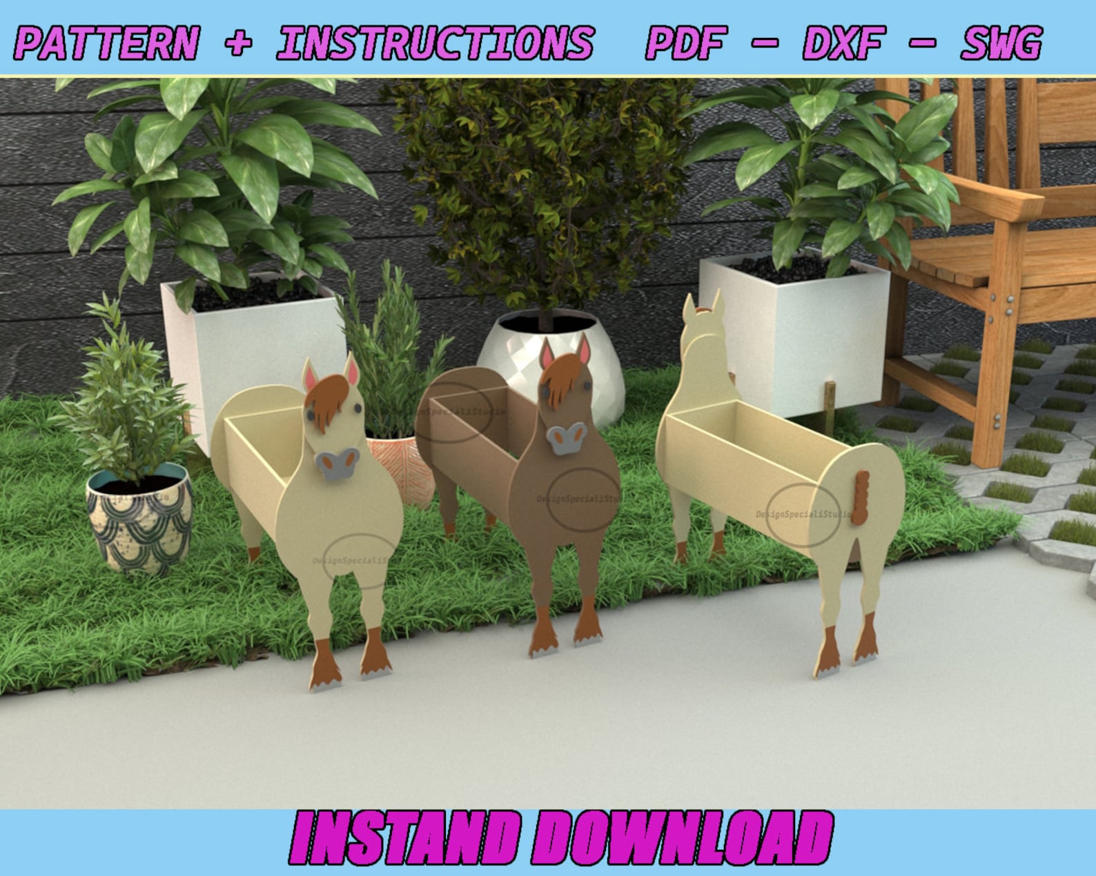 Horse Planter Box Build Plan PDF Animal Planter Box Etsy