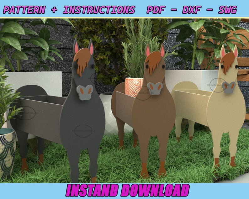 Horse Planter Box Build Plan PDF Animal Planter Box Etsy
