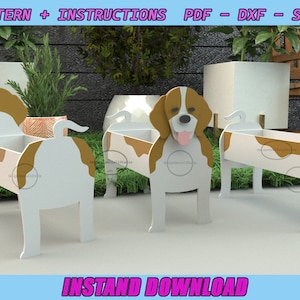 Muster - Beagle Pflanzkasten - Holz Haustier - Haustier-Pflanzer - Beagle - Dekorativer Pflanzentopf - Digitale Datei - SVG - PDF - DXF