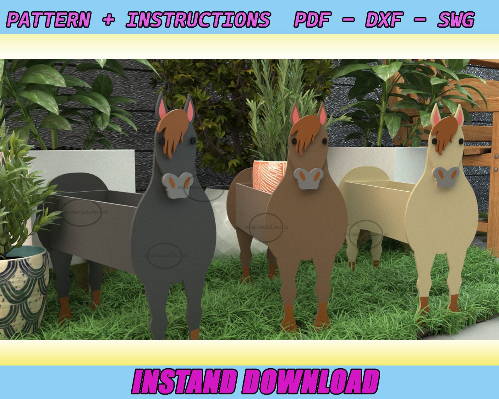 Horse Planter Box Build Plan PDF Animal Planter Box Etsy