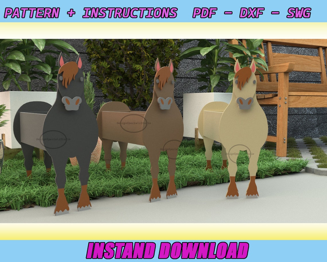 Horse Planter Box Build Plan PDF Animal Planter Box Etsy