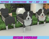 Border Collie Planter - Garden Ornament - Planter Box, Wooden Flower pot - Scroll Saw Pattern - Laser Cutting - Digital File SVG